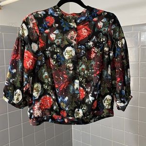 Floral Quarter Sleeve Button Up Top from Urban Outfitters